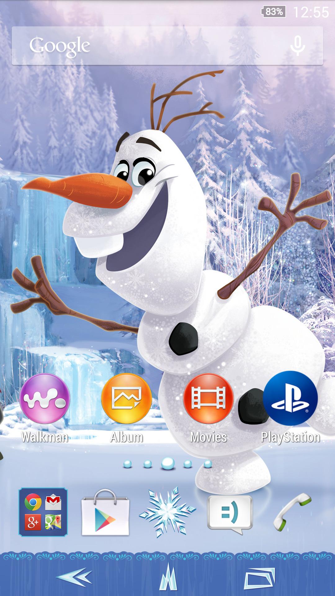 Android application XPERIA™ DisneyFrozenOlaf Theme screenshort