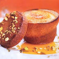 Pistachio Popover Cremes Brulees with Grand Marnier Syrup