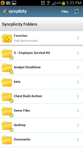syncplicity for android screenshot