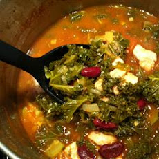 Turkey Garbanzo Bean and Kale Soup with Pasta
