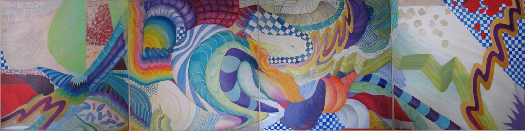 [Lourdes Vaz Afonso CAOS&ORDEM VI-IX, acrílico s.tela 100x400cm (4 paineis), 2008.jpg]