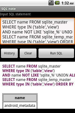 SQL note for Android