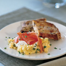 Smoked Salmon and Leek Scramble with Meyer Lemon Crème Fraîche