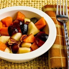 Winter Fruit Salad with Persimmons, Pears, Grapes, Pecans, and Agave-Pomegranate Vinaigrette