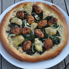 Pizza with White Wine Crust, Italian Sausage and Artichoke Hearts
