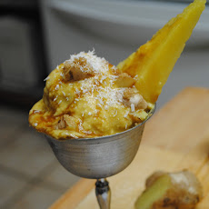 Cocunut mango icecream/Frozen yogurt with Salted Ginger caramel