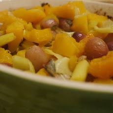 Roasted Butternut Squash with Leeks, Sage and Grapes