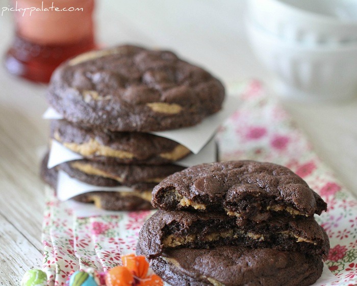 Chocolate Fudge Peanut Butter Cookie Stuffed Cookies