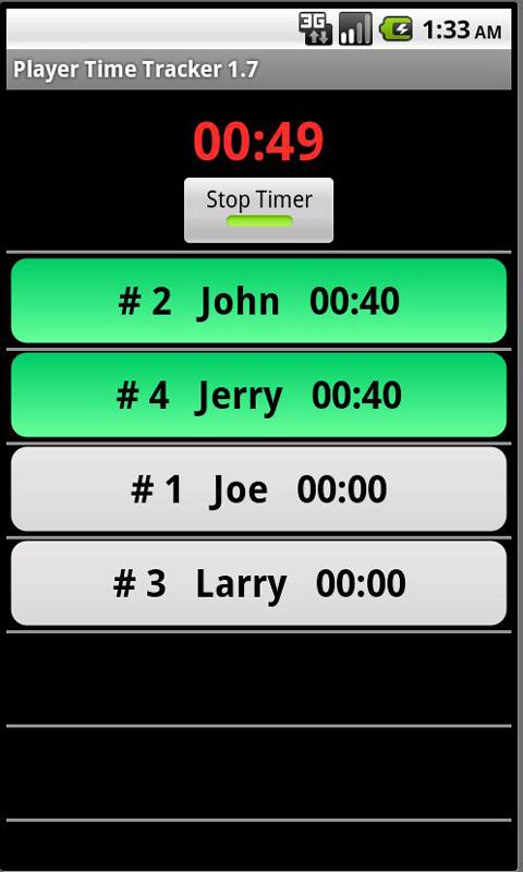 Android application Player Time Tracker screenshort