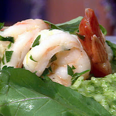 Shrimp with Arugula Pesto Risotto