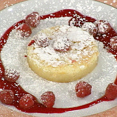 Patrick Clark's Lemon Pudding Cake with Fresh Raspberries
