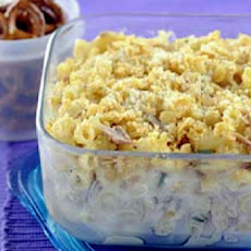 Baked Mac N Cheese With Potato Chip Topping