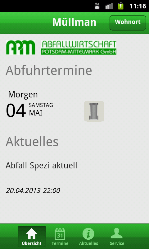 Android application APM Müllman screenshort