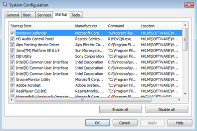 msconfig screen