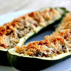 Stuffed Zucchini with Ham and Mushrooms