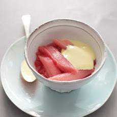 Poached Rhubarb with Elderflower Sabayon