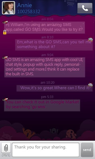 GO SMS Pro Purple theme