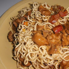 Chicken on Pasta With Spicy Asian - Style Sauce