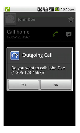 Outgoing Call Confirm