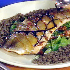 Warm Salad of Grilled Trout with Spinach and Lentils