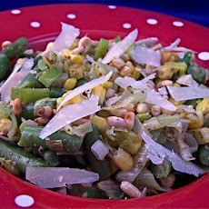 Pesto Tossed Corn, Leeks, and Green Bean Side