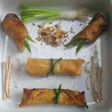 Jade Chicken Spring Rolls with Alliums, Lemongrass, Ginger and Coconut