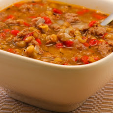 Lentil Soup Recipe with Italian Sausage and Roasted Red Peppers