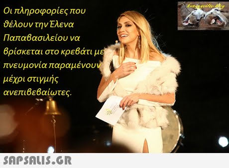 Οι πληροφορίες που θέλουν την Ελενα Πα αΒασιλείου να Βρίσκεται στο κρεβάτι μ πνευμονία παραμέν μέχρι στιγμής ανεπι6εθαίωτες. ου SAP SALis.or