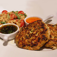 Salmon Cakes Over a Mixed Green Salad