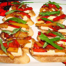 Bruschetta With Sweet Peppers and Fresh Mozzarella