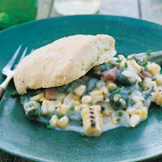 Chive Shortcakes with Smoky Corn and Okra Stew