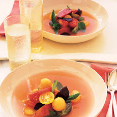 Tomato, Cantaloupe, and Basil Salad with Tomato Water