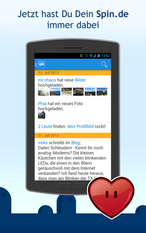 Android application spin.de German Chat-Community screenshort