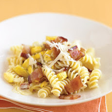 Creamy Fusilli with Yellow Squash and Bacon