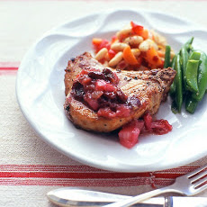 Pork Chops with Rhubarb-Cherry Sauce
