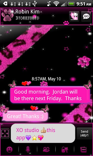 GO SMS XO Pink Leopard Theme