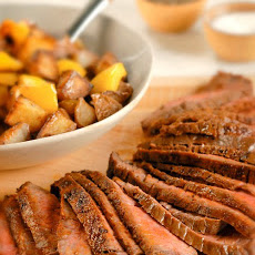 London Broil with Crispy Potatoes and Peppers