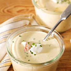 Chilled Corn-and Crayfish Soup with Creme Fraiche and Chives