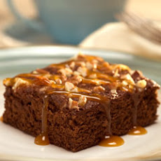 Luscious Caramel Topped Chocolate Snack Cake