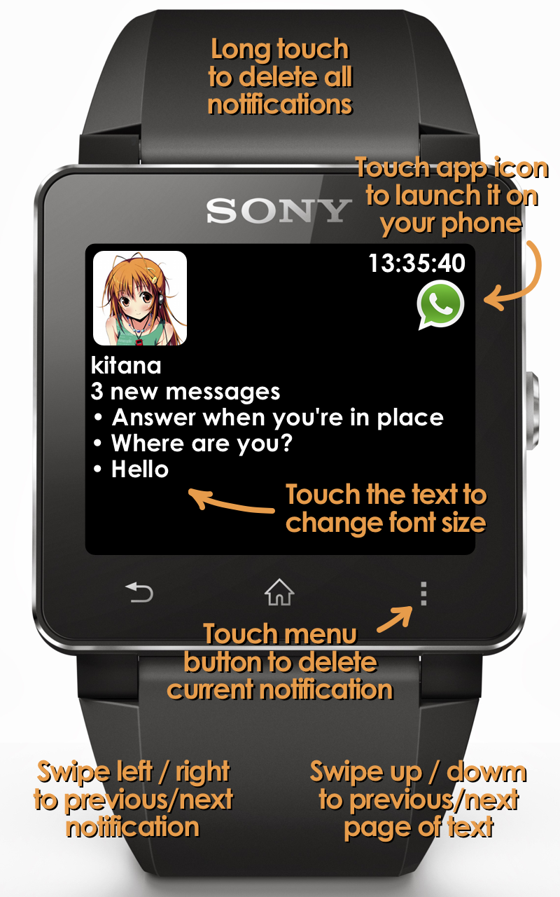 Android application Notifier for SmartWatch screenshort