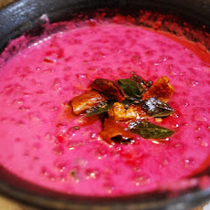 PACHADI ( Sauteed beetroot in warm and spicy yogurt gravy)