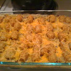 Tasty Tater Tot Casserole W/Noodles and Cheese