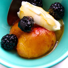 Honey Roasted Local Peaches with Marscapone & Blackberries