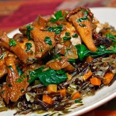 Chicken and Chanterelles on Spinach and Wild Rice