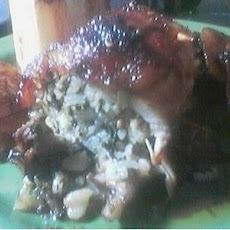 Tangy Pomegranate Chicken Legs Stuffed With Herbed Rice
