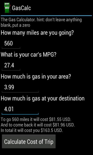 The Gas Calculator