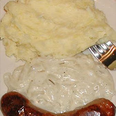 Bangers and Mash with Creamed Onion Sauce