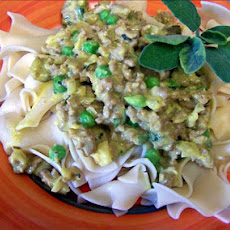Ground Turkey With Creamy Squash Sauce  over Noodles
