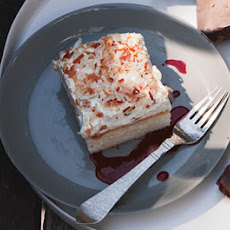 Coconut Sheet Cake with Hibiscus Sauce