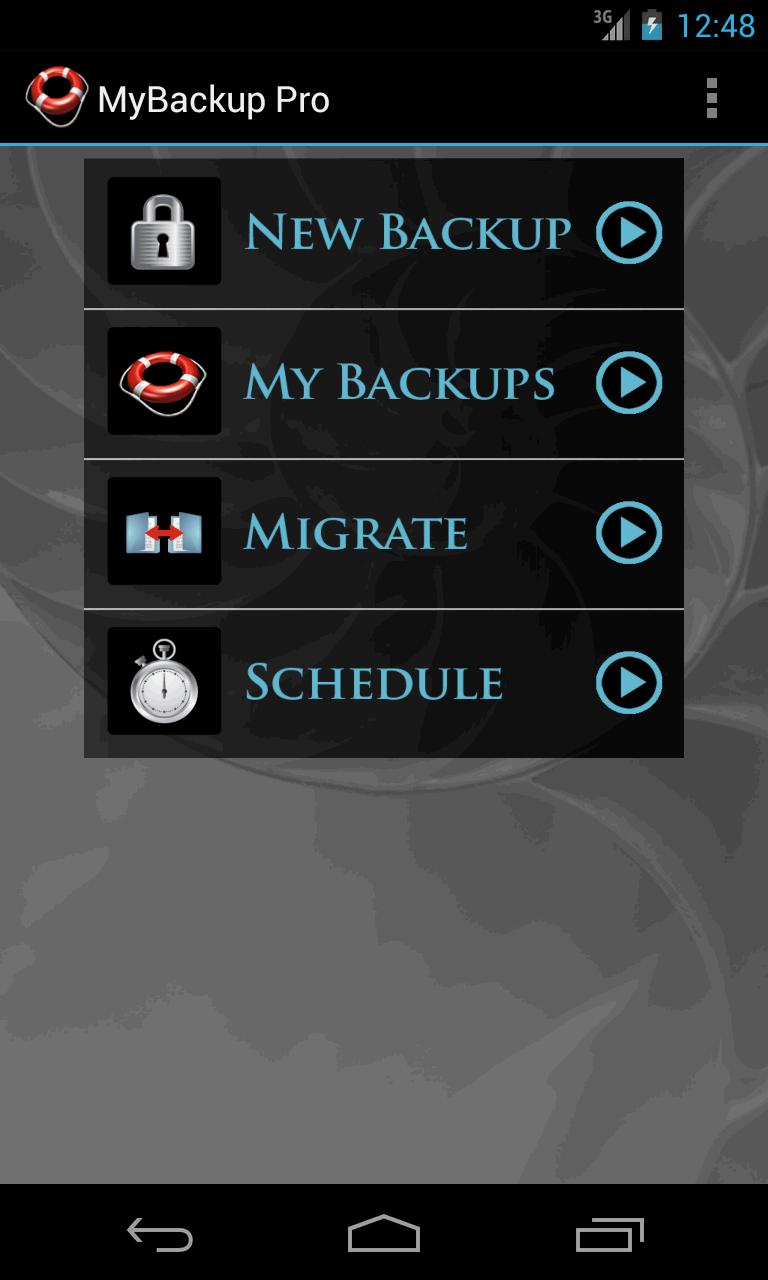 Android application My Backup Pro screenshort